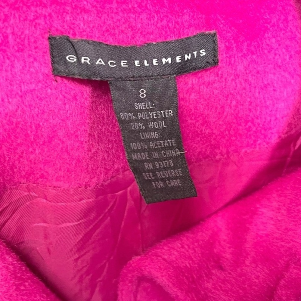 Grace Elements 8 Pink Pea Coat Wool Blend Button Front Barbiecore Mod Statement - Picture 6 of 8